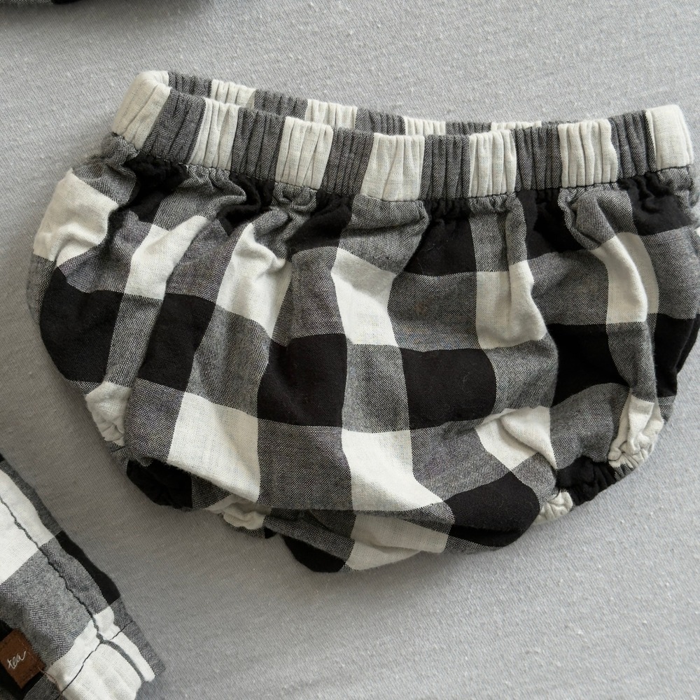 Tea Collection Plaid Flannel Dress‎ & Bloomers Set 12-18 Months Outfit - Picture 10 of 13